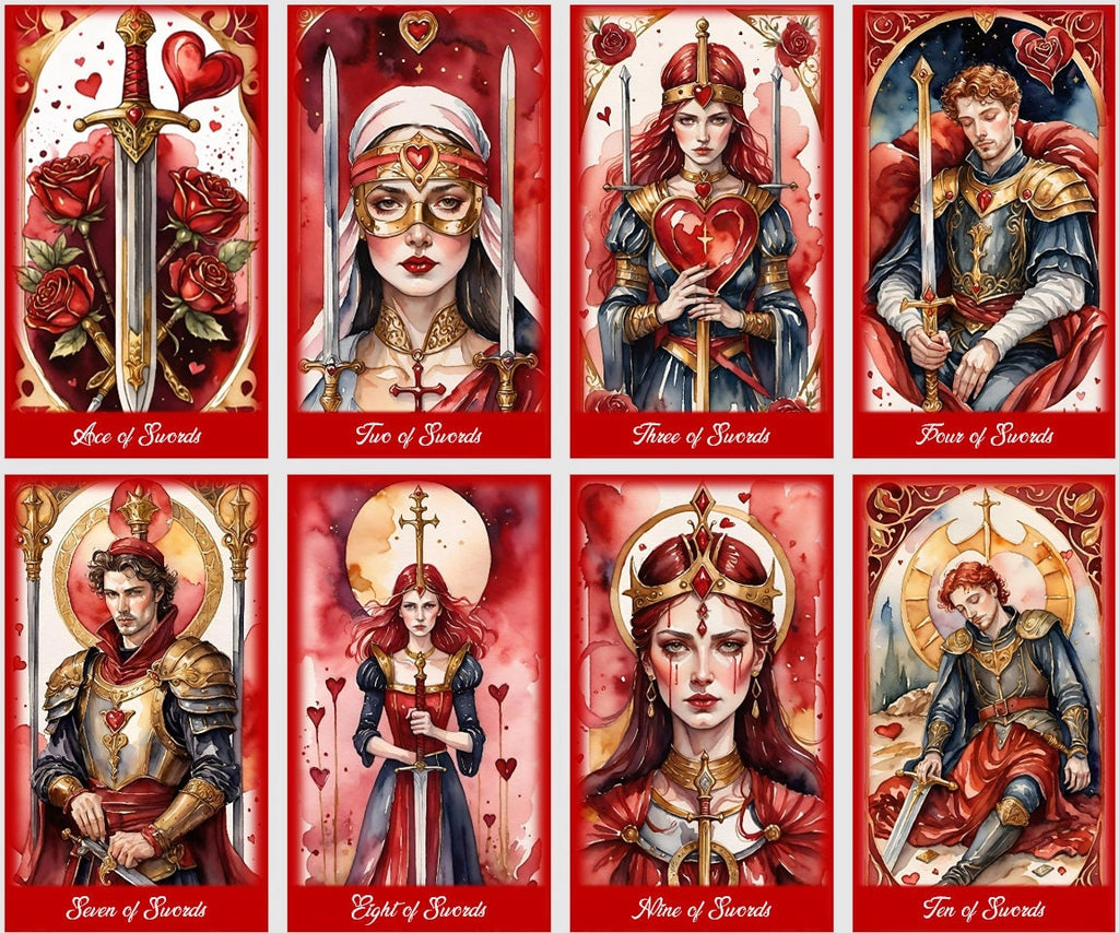 Mazzo di Tarocchi dell'Amore - Illustrazioni ad acquerello