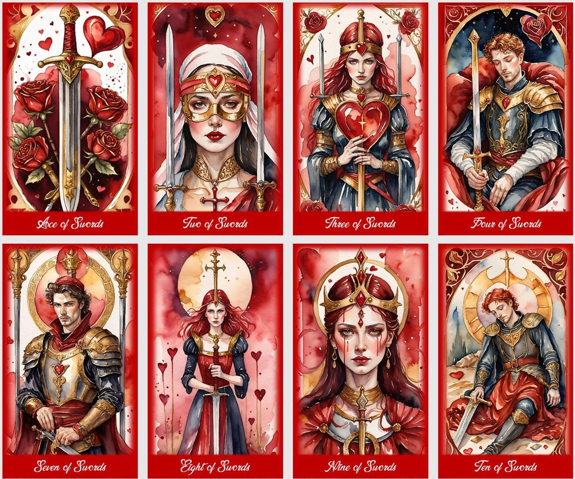 Mazzo di Tarocchi dell'Amore - Illustrazioni ad acquerello