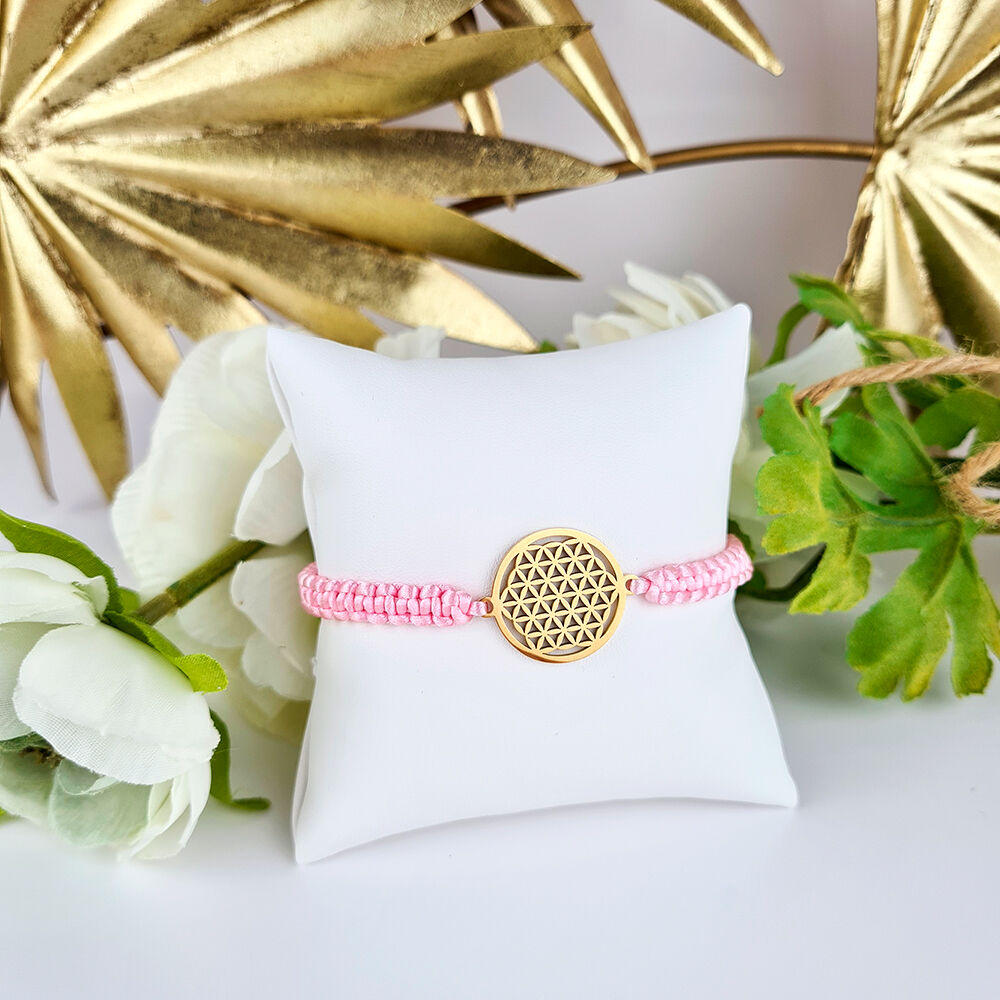 Bracciale Fiore della Vita in Macramè placcato oro 18K