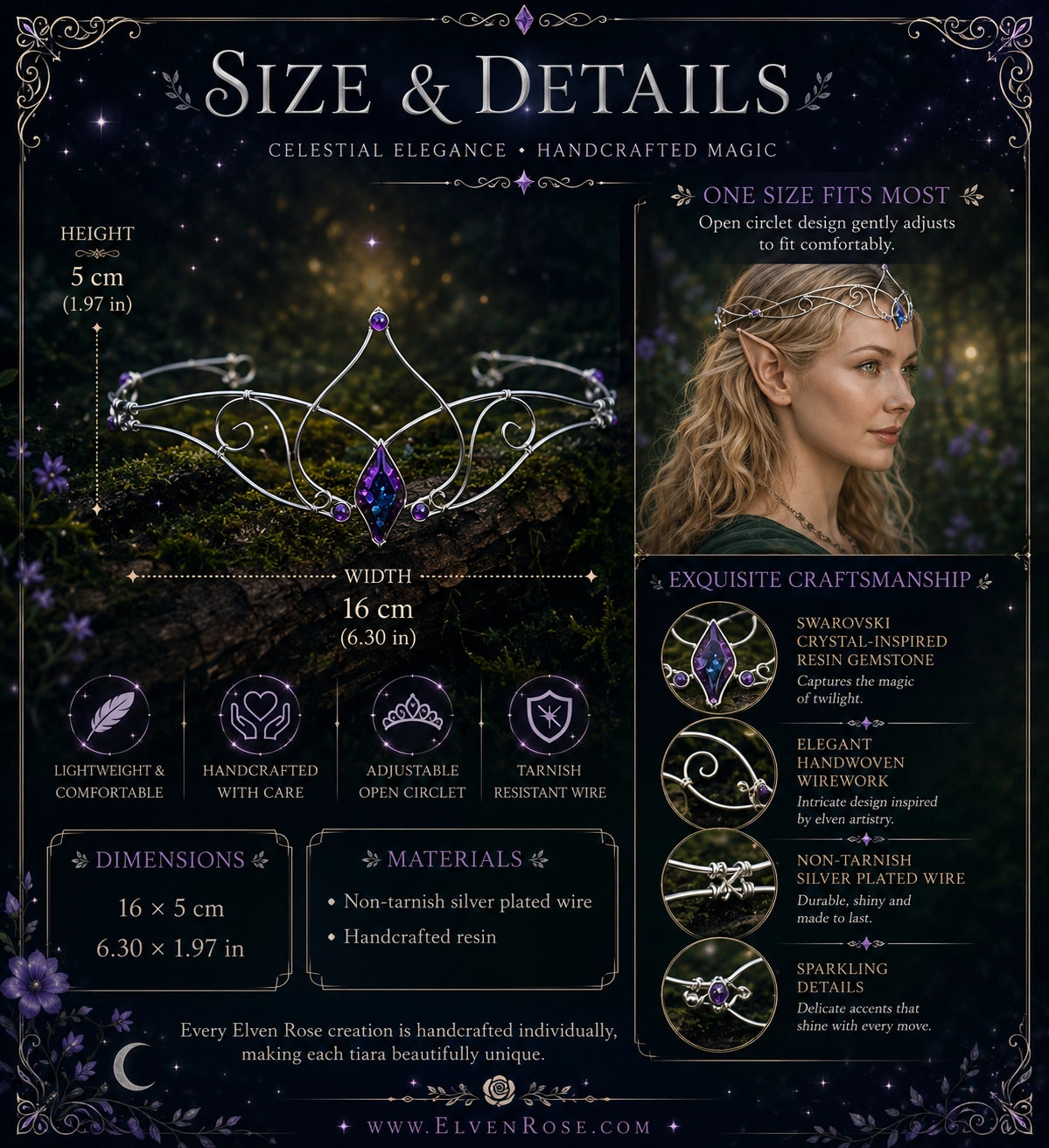 Delicata Tiara in stile Elfico "Anima Magica"