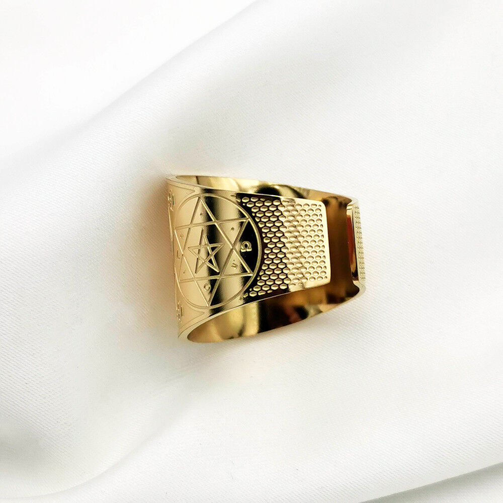 Anello Tetragrammaton in acciaio inossidabile placcato oro 18K