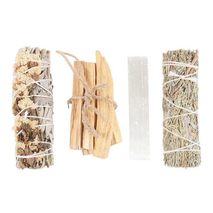 Kit Rituale di Purificazione Energetica con Palo Santo, Salvia e Selenite