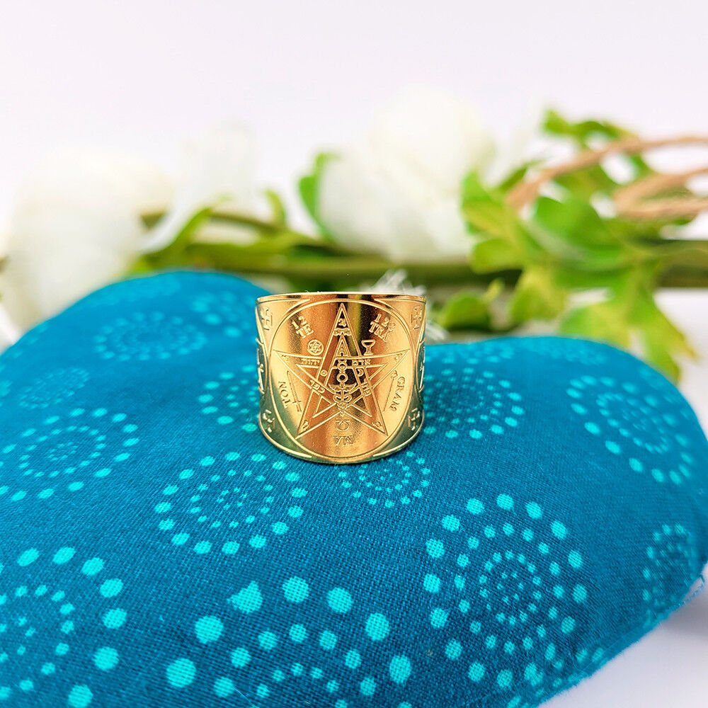 Anello Tetragrammaton in acciaio inossidabile placcato oro 18K