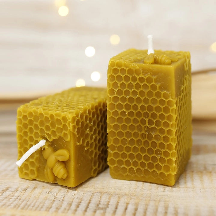 2 Candele di Cera d'Api Vergine - Nido d'Ape