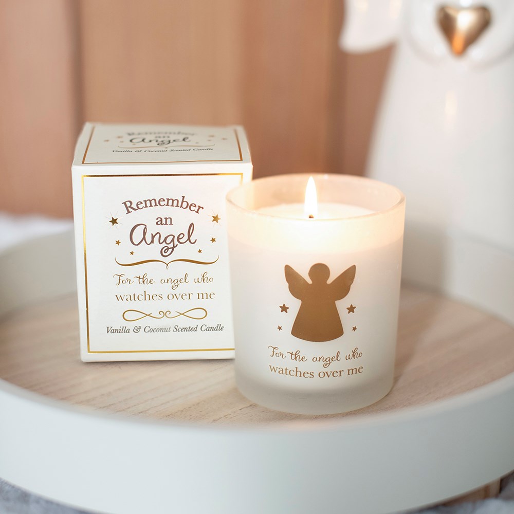 Candela commemorativa "Ricorda un Angelo"  alla vaniglia e cocco.