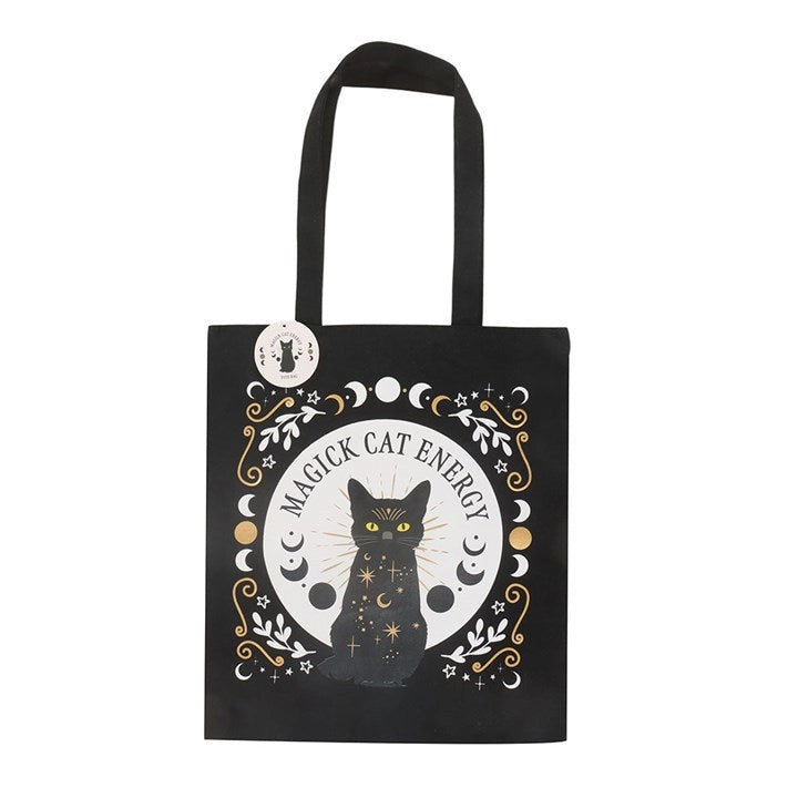Borsa in tessuto "Black Magic Cat Energy"
