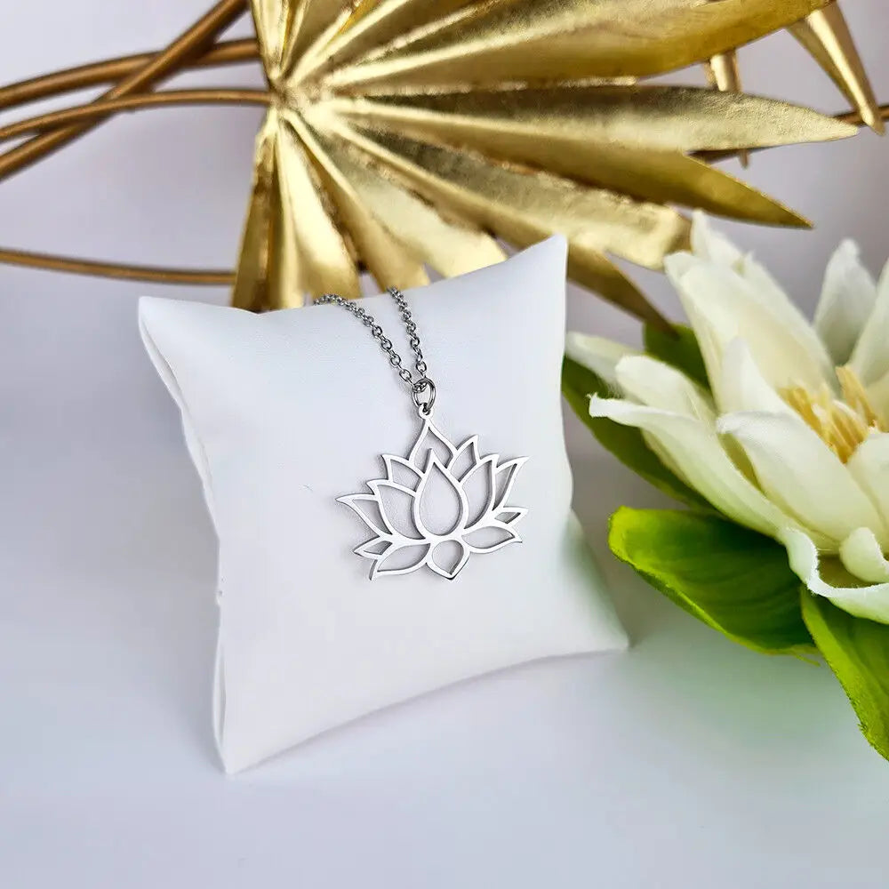 Ciondolo Fiore di Loto Zen in acciaio inossidabile