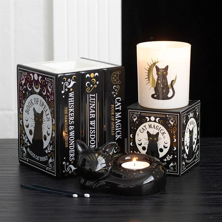 Bruciaessenze e scaldacera "Black Cat Book of Spells"