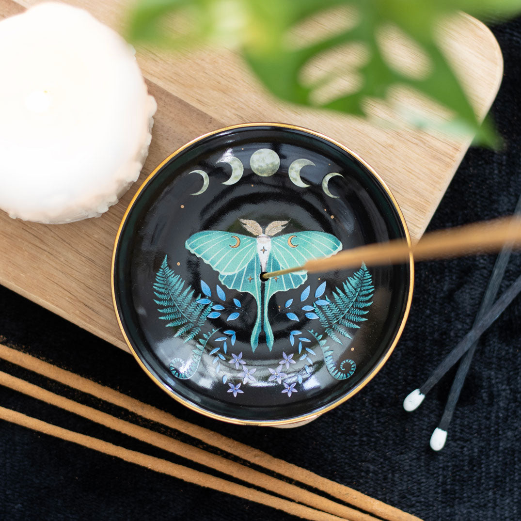 Piatto per incenso in ceramica "Luna Moth"