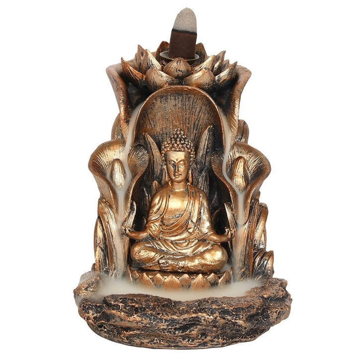 Bruciatore per incenso Buddha in bronzo a flusso inverso
