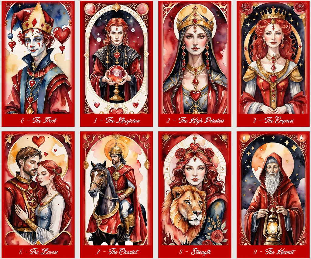 Mazzo di Tarocchi dell'Amore - Illustrazioni ad acquerello