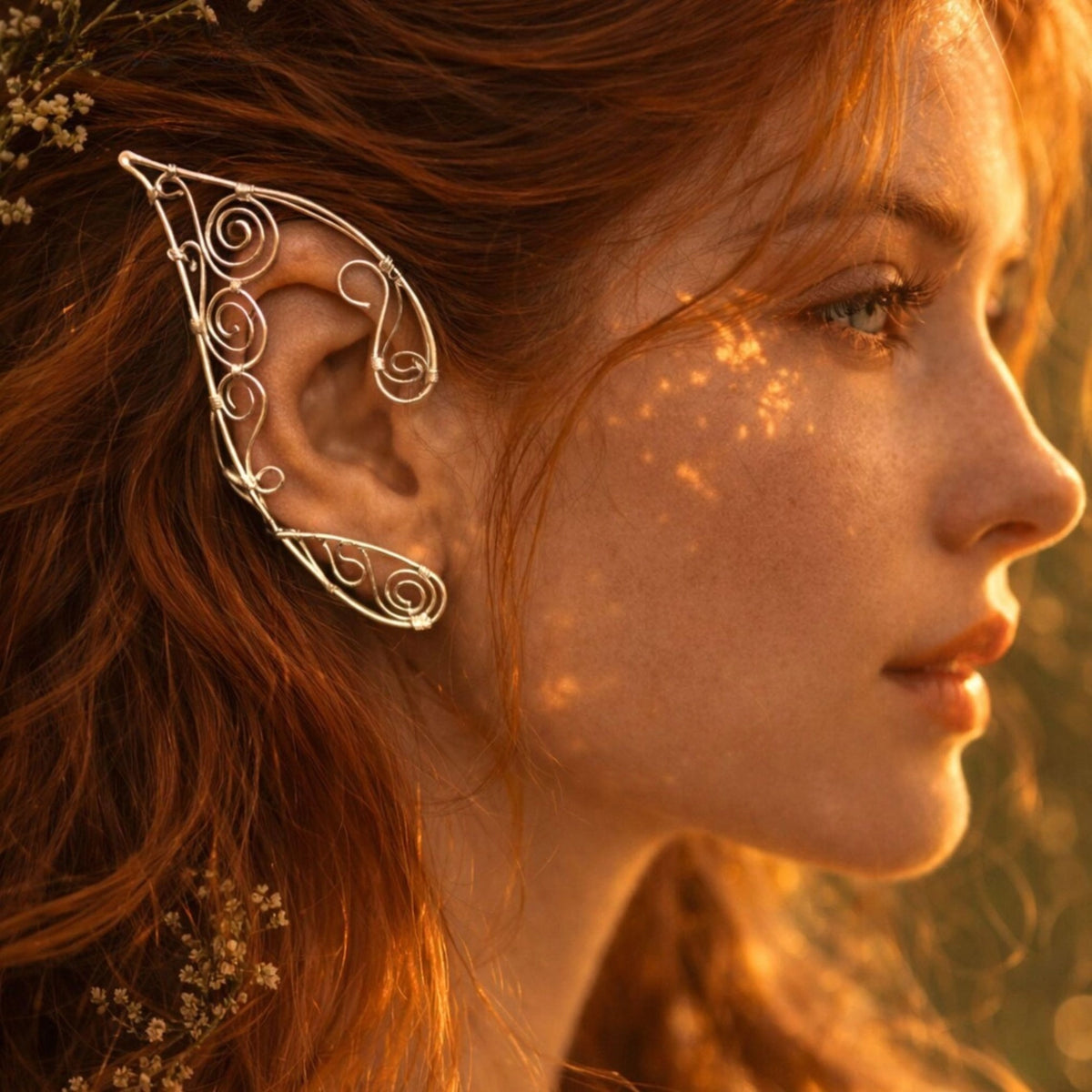 Elegante Ear Cuff a forma di orecchio di elfo con spirale
