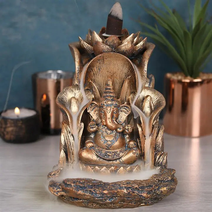 Bruciatore per incenso Ganesha in bronzo a flusso inverso
