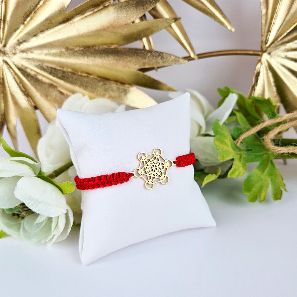 Bracciale Cubo di Metatron in Macramè placcato oro 18K