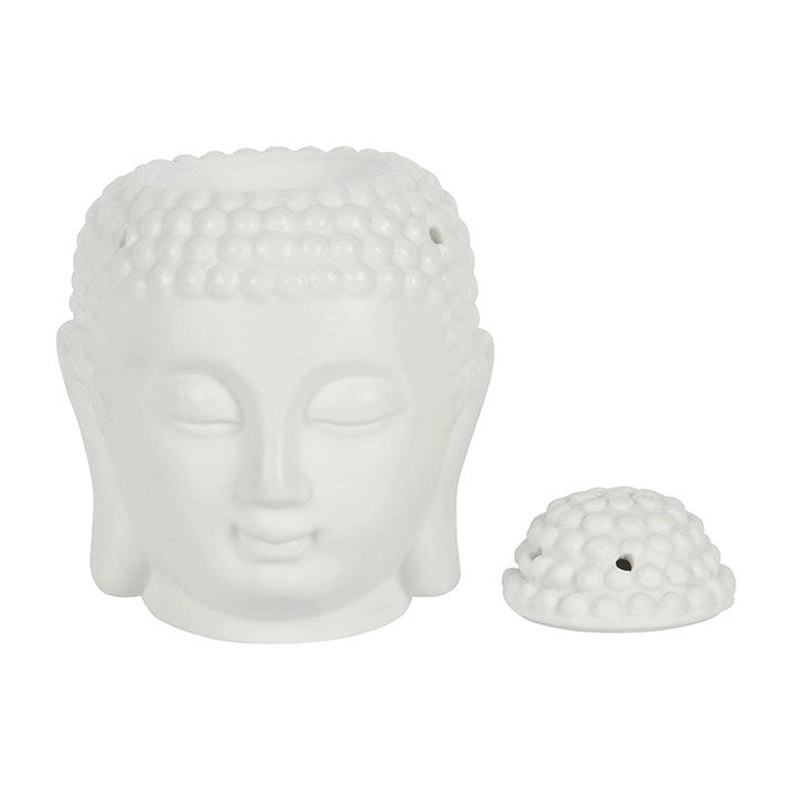 Bruciatore per olio con testa di Buddha bianca