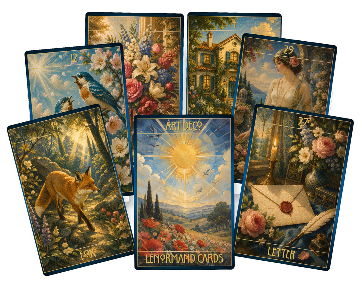 Carte oracolo Lenormand in stile Art Déco – 36 carte con guida tramite QR