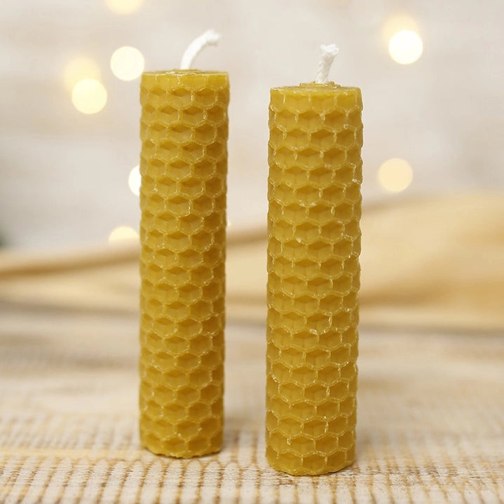Confezione da 6 candele di cera d'api vergine - 10 cm