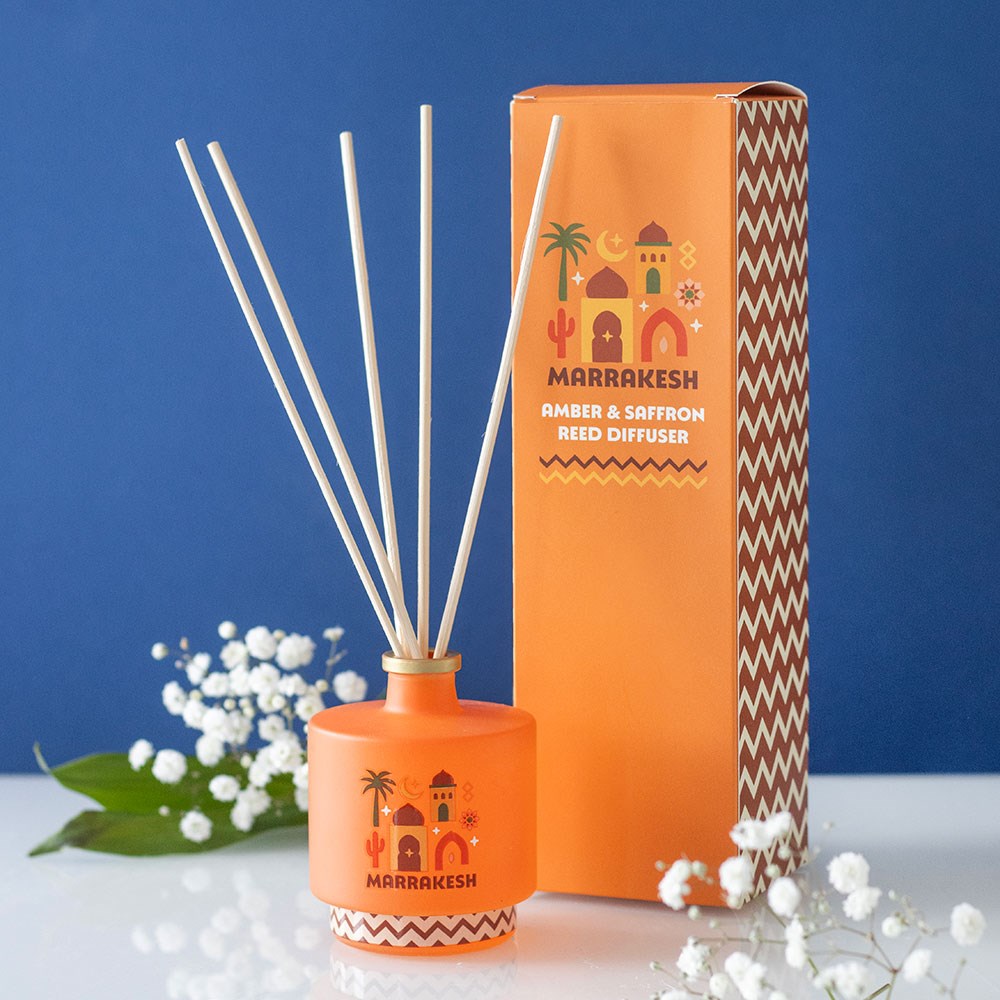 Diffusore a bastoncini Ambra e Zafferano di Marrakesh