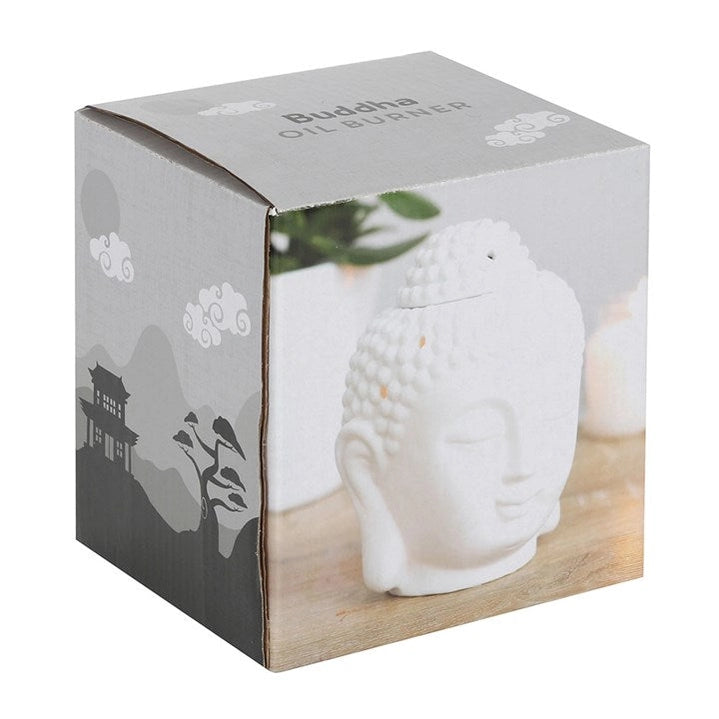 Bruciatore per olio con testa di Buddha bianca