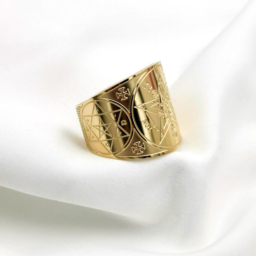 Anello Tetragrammaton in acciaio inossidabile placcato oro 18K