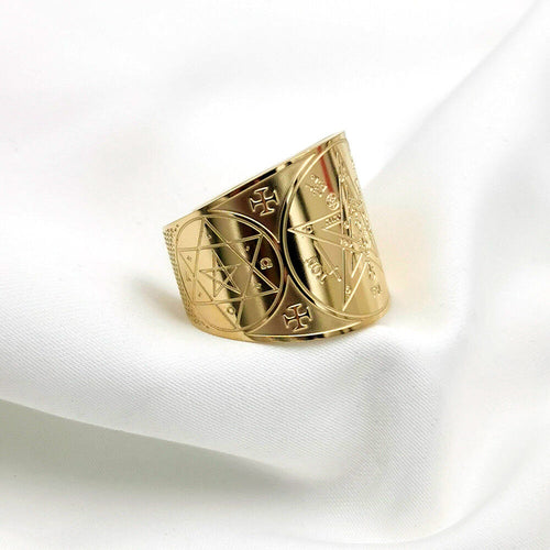 Anello Tetragrammaton in acciaio inossidabile placcato oro 18K