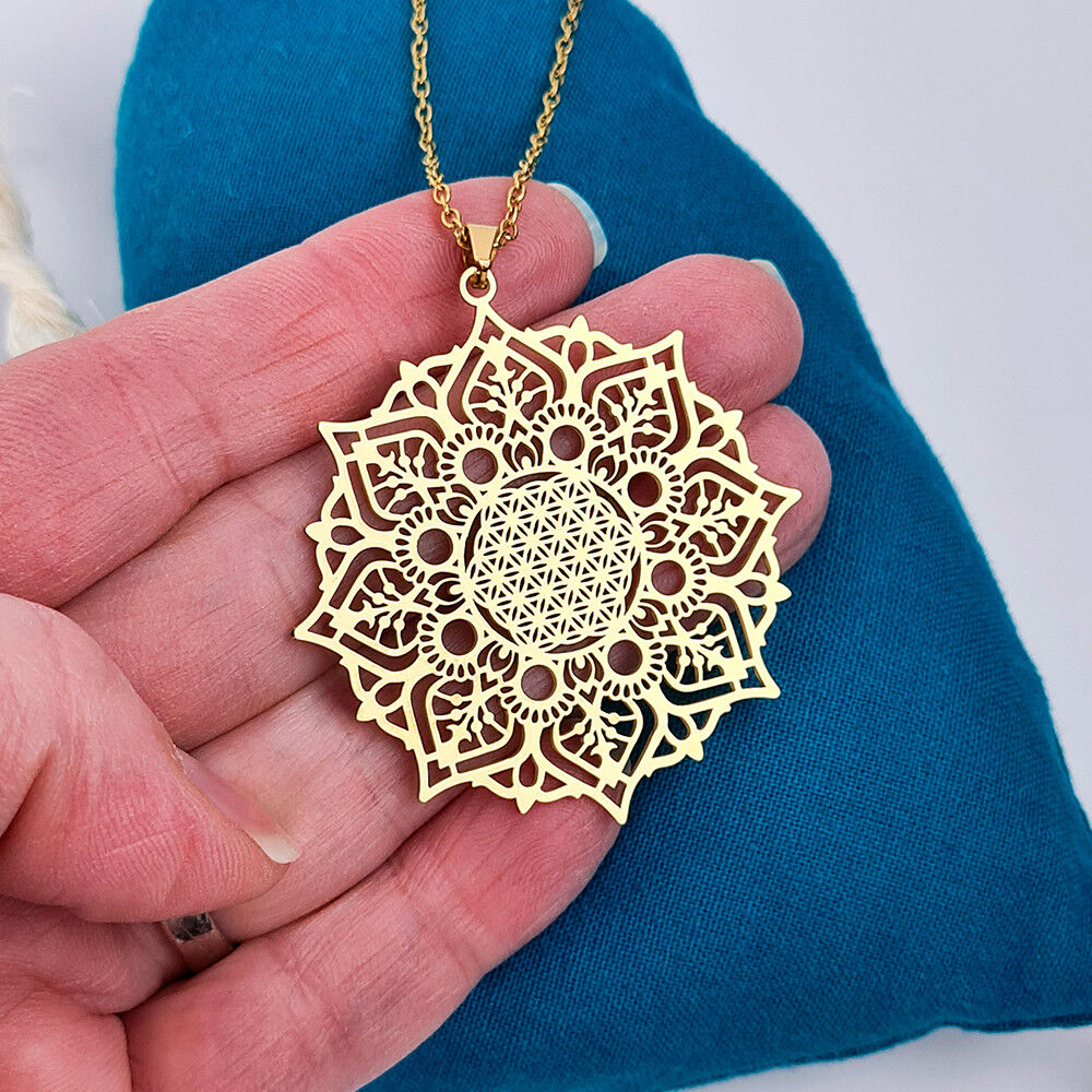 Collana Mandala Fiore della Vita placcata oro 18K