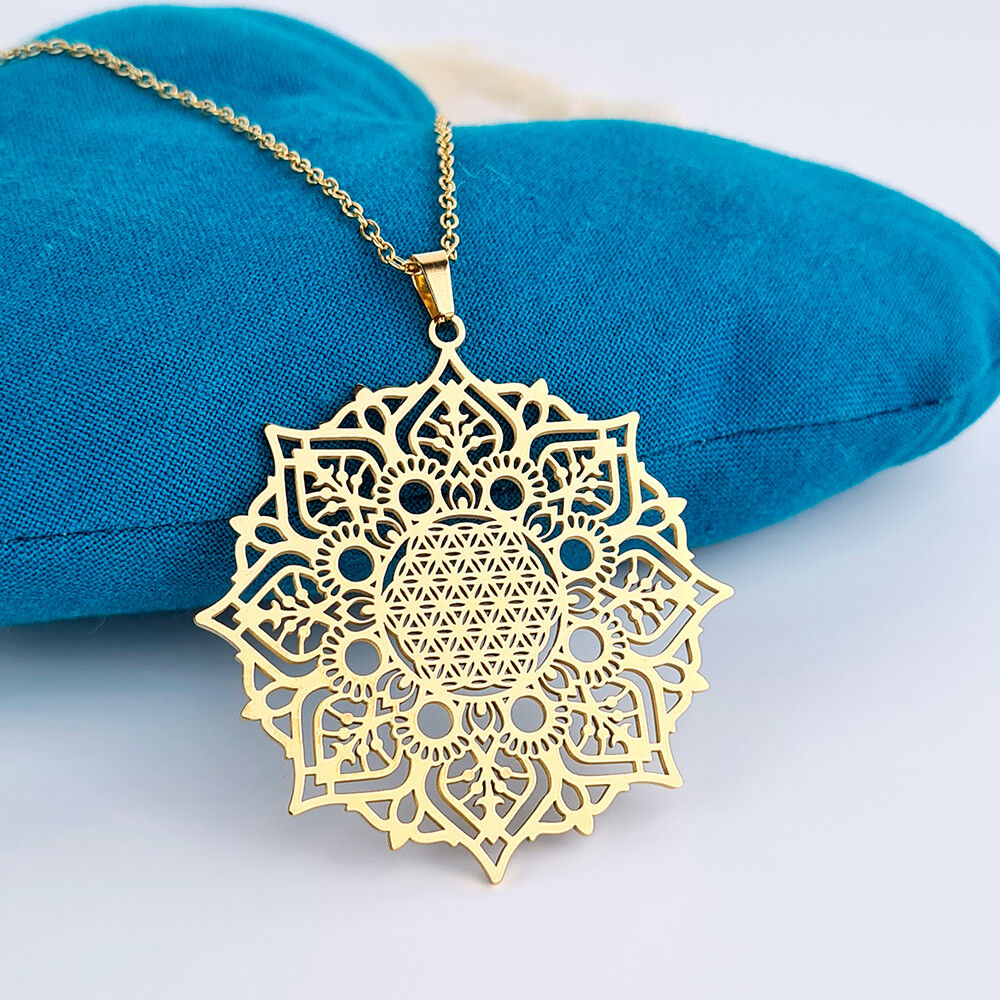 Collana Mandala Fiore della Vita placcata oro 18K