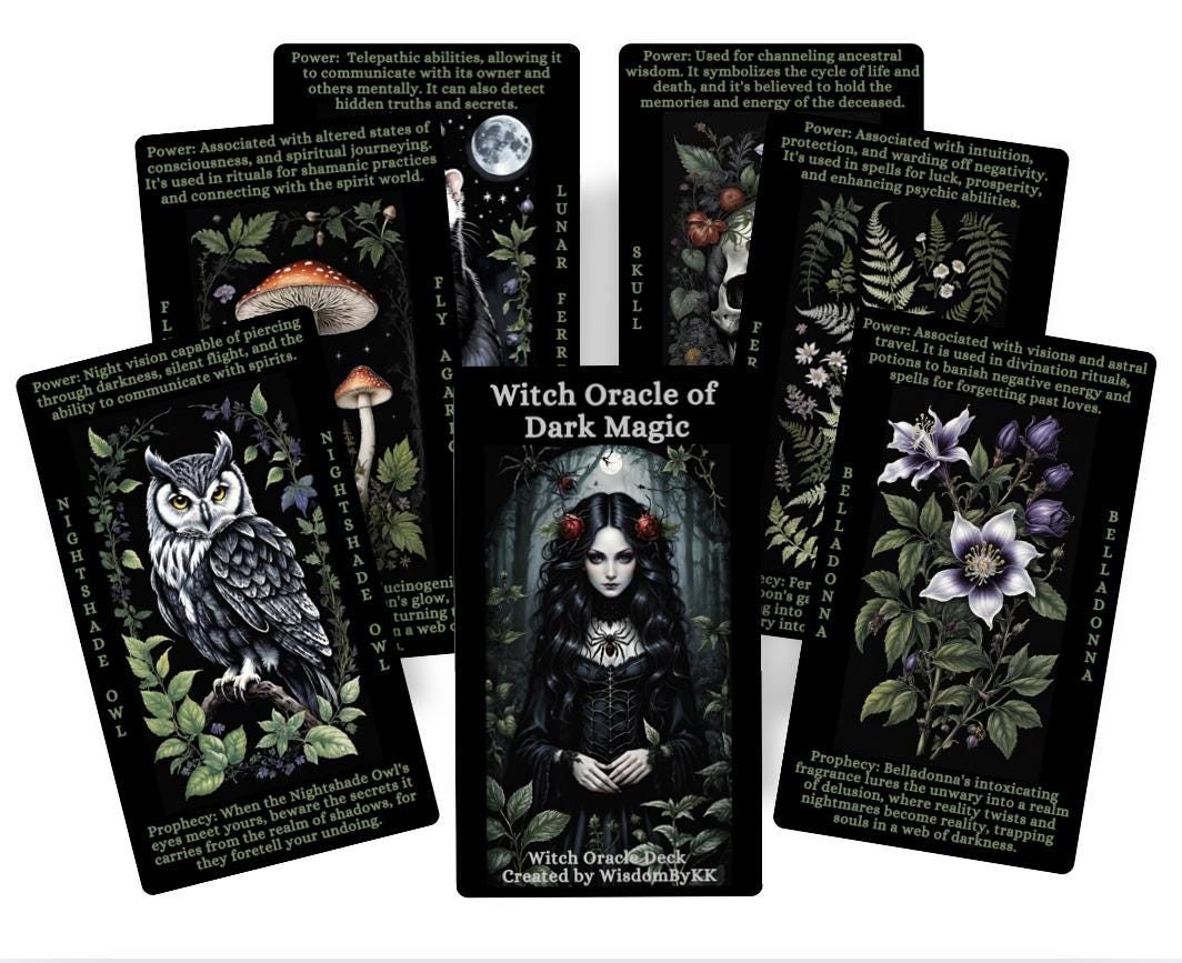 Oracolo della Strega della Magia Oscura. Carte oracolo della Stregoneria