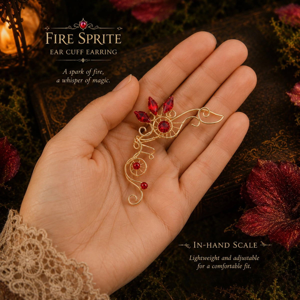 Elegante Ear Cuff Folletto di Fuoco