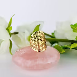 Anello Fiore della Vita Regolabile in acciaio inossidabile o placcato oro 18K