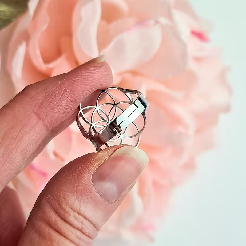 Anello Seme della Vita Regolabile in acciaio inossidabile o placcato oro 18K