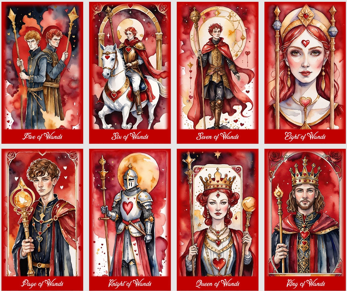 Mazzo di Tarocchi dell'Amore - Illustrazioni ad acquerello