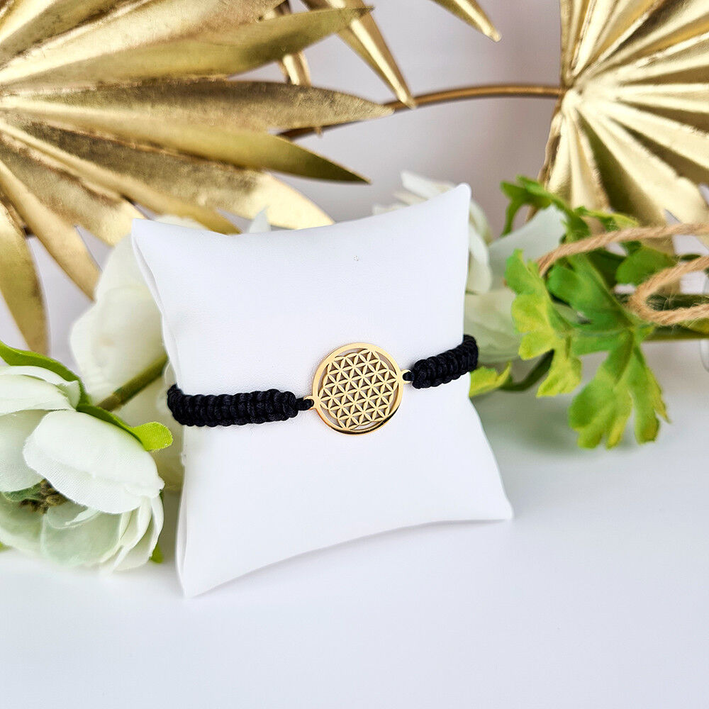 Bracciale Fiore della Vita in Macramè placcato oro 18K
