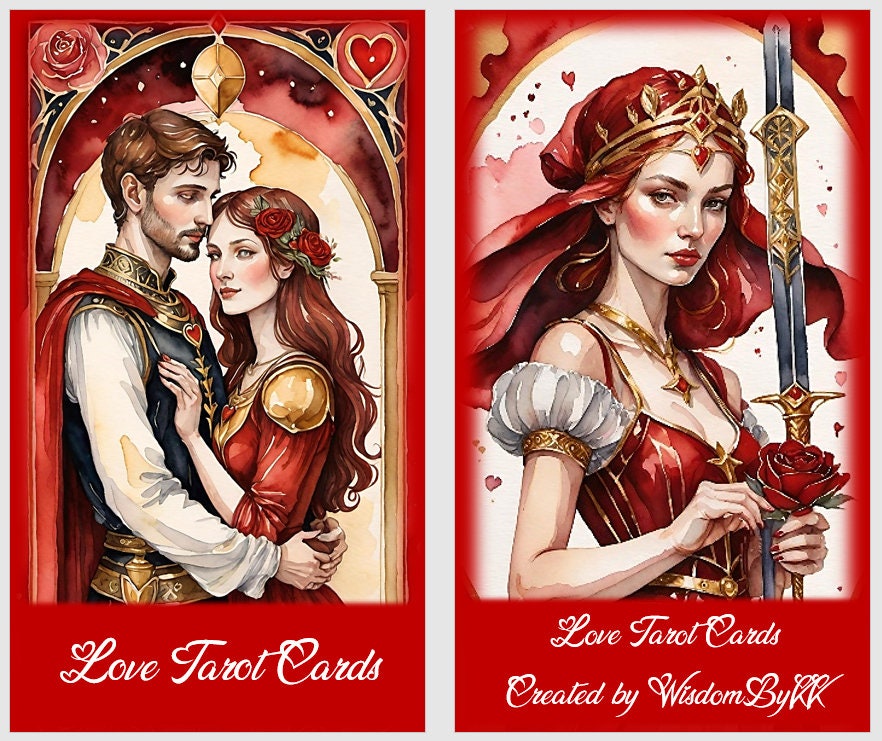 Mazzo di Tarocchi dell'Amore - Illustrazioni ad acquerello