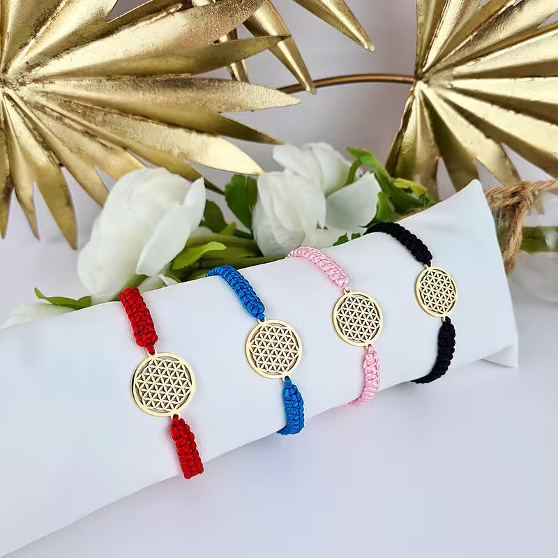 Bracciale Fiore della Vita in Macramè placcato oro 18K