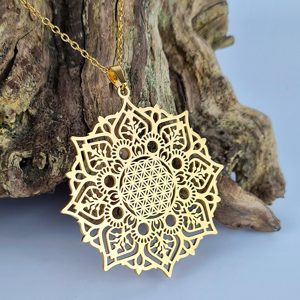 Collana Mandala Fiore della Vita placcata oro 18K