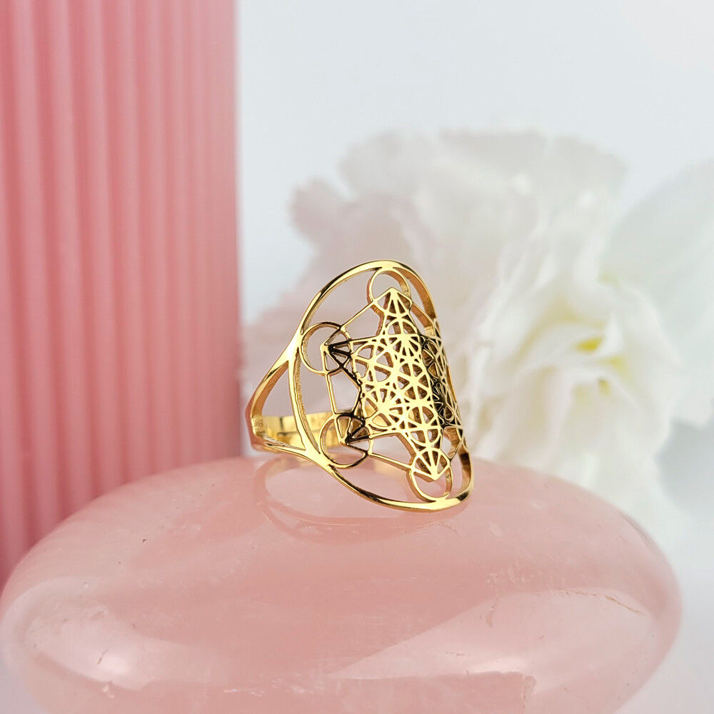 Anello Metatron Regolabile in acciaio inossidabile o placcato oro 18K