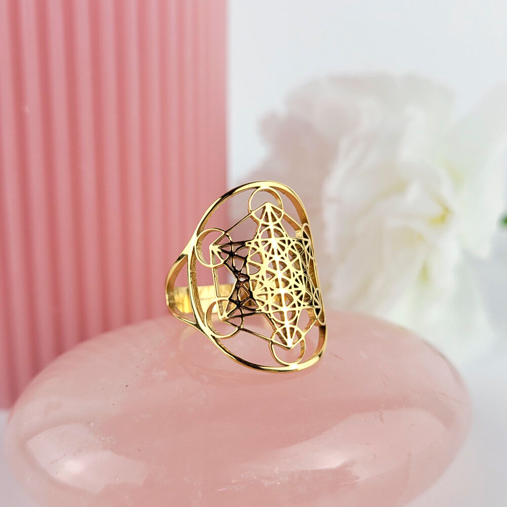Anello Metatron Regolabile in acciaio inossidabile o placcato oro 18K