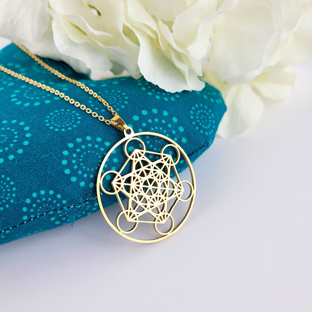 Ciondolo Cubo di Metatron Unisex Placcato Oro 18K