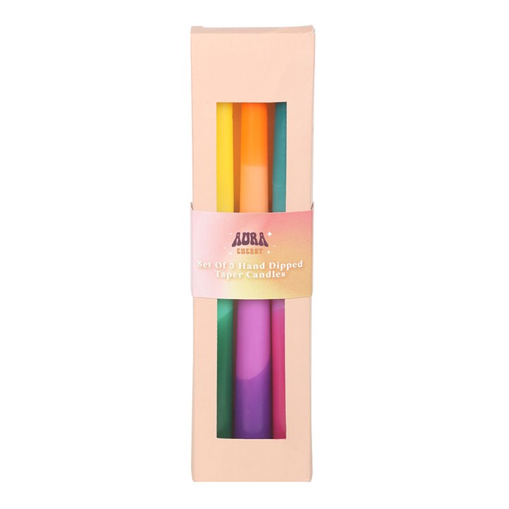 Set di 3 candele coniche Dipped Aura Energy