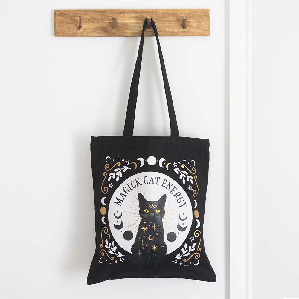 Borsa in tessuto "Black Magic Cat Energy"