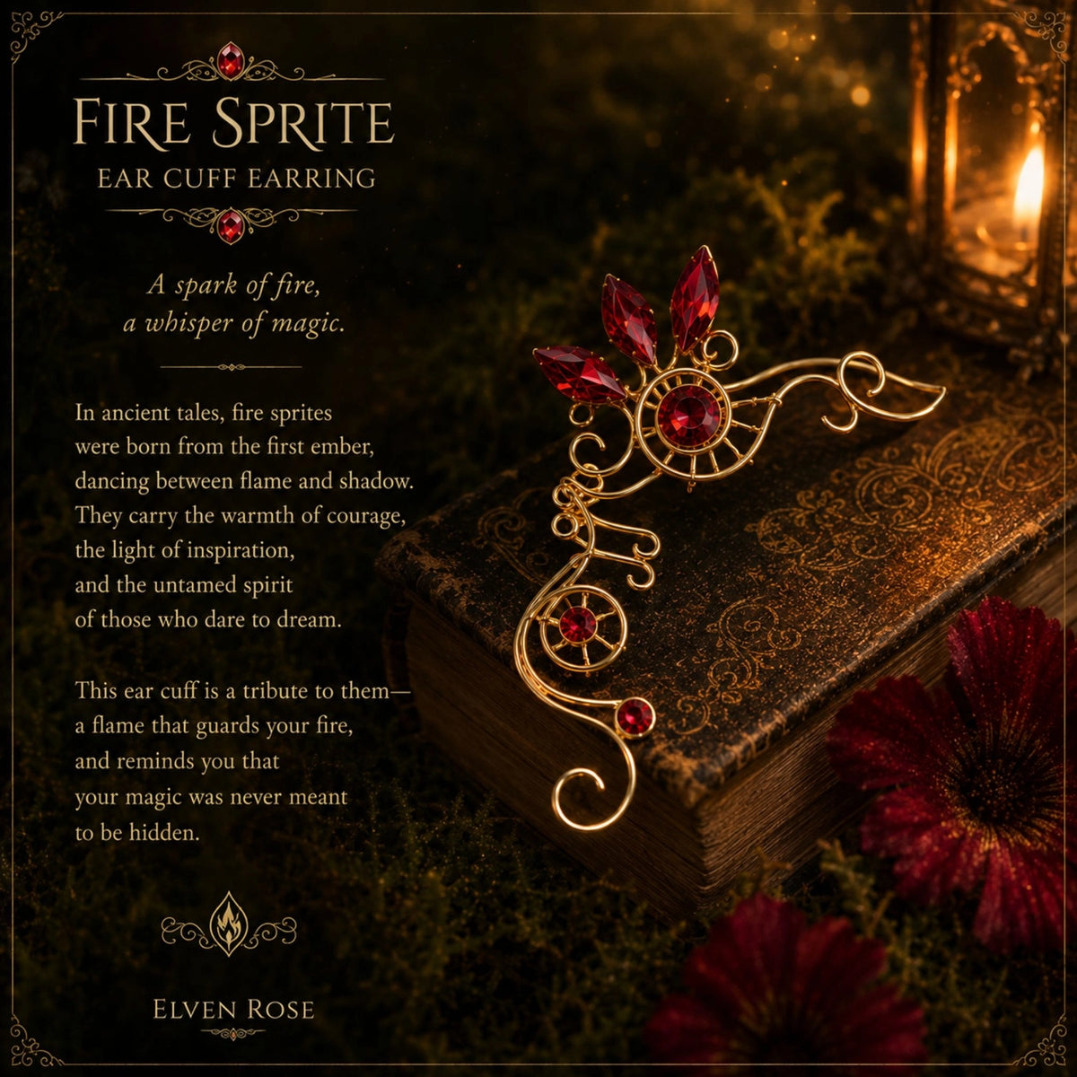 Elegante Ear Cuff Folletto di Fuoco