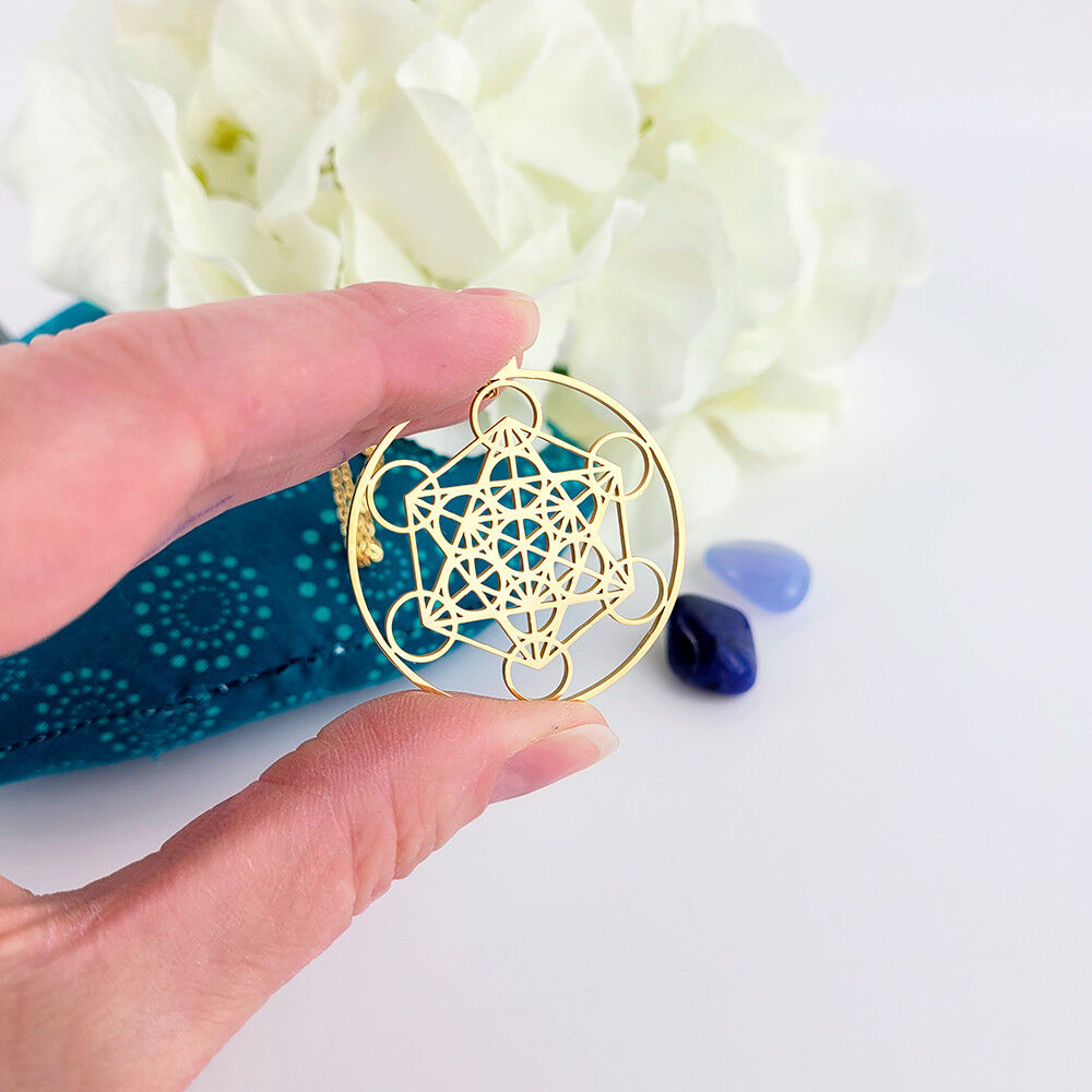 Ciondolo Cubo di Metatron Unisex Placcato Oro 18K