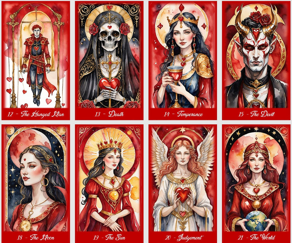 Mazzo di Tarocchi dell'Amore - Illustrazioni ad acquerello