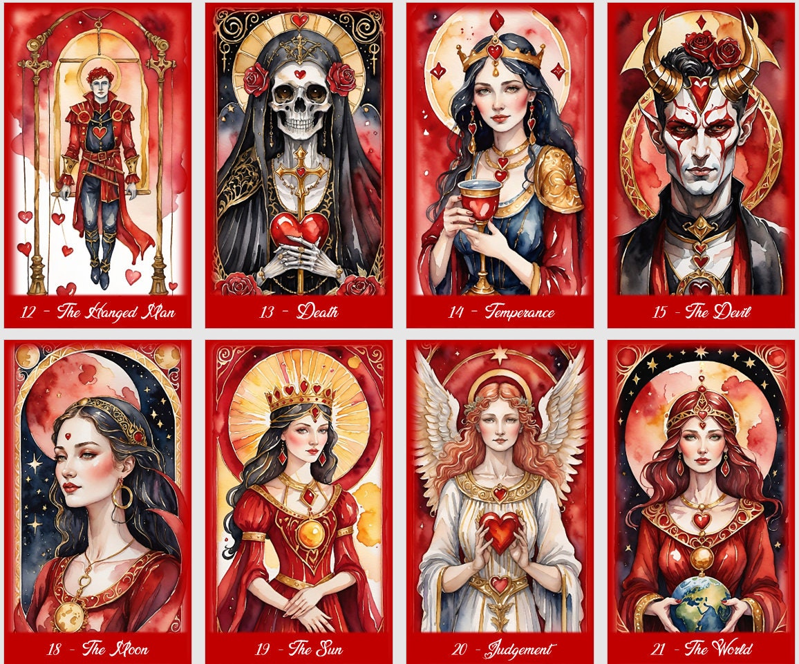 Mazzo di Tarocchi dell'Amore - Illustrazioni ad acquerello