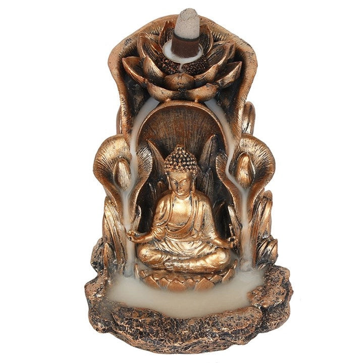 Bruciatore per incenso Buddha in bronzo a flusso inverso