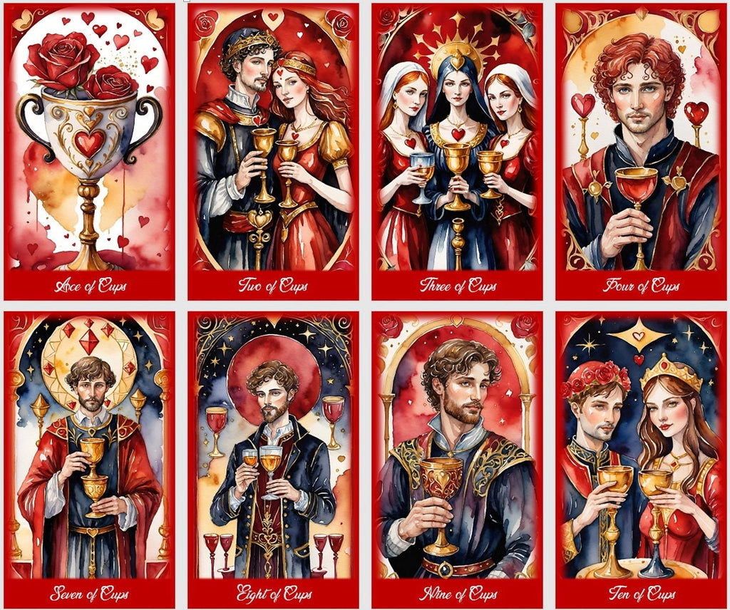 Mazzo di Tarocchi dell'Amore - Illustrazioni ad acquerello