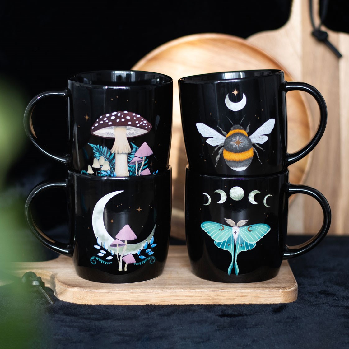 Set di 4 tazze "Foresta Oscura"